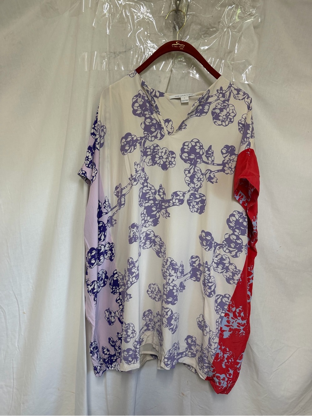 Diane Von Furstenberg Silk Kaftan Floral Swim Cover Dress S - Picture 3 of 11